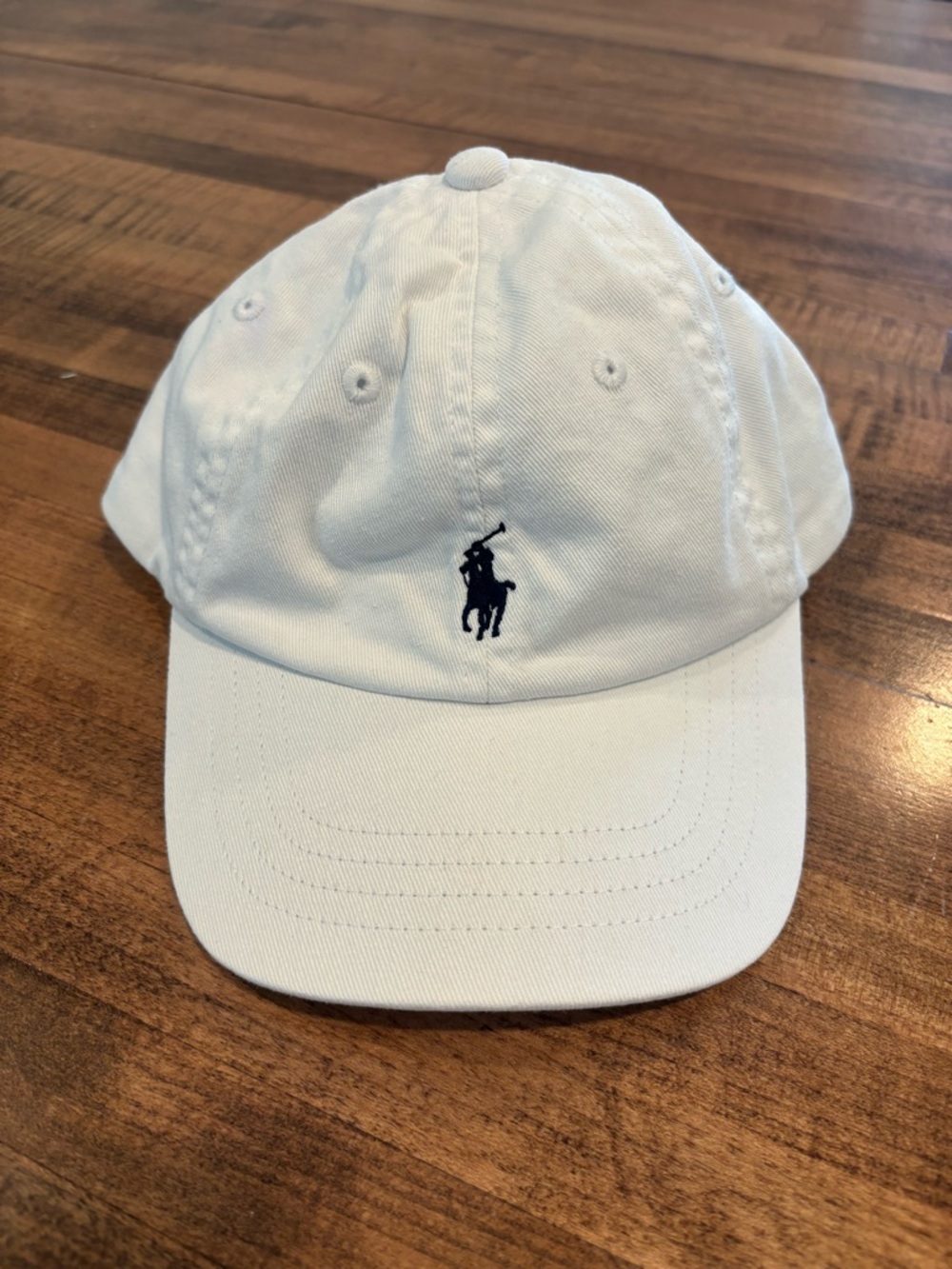 Ralph Lauren White Hat with Navy Pony Embroidery